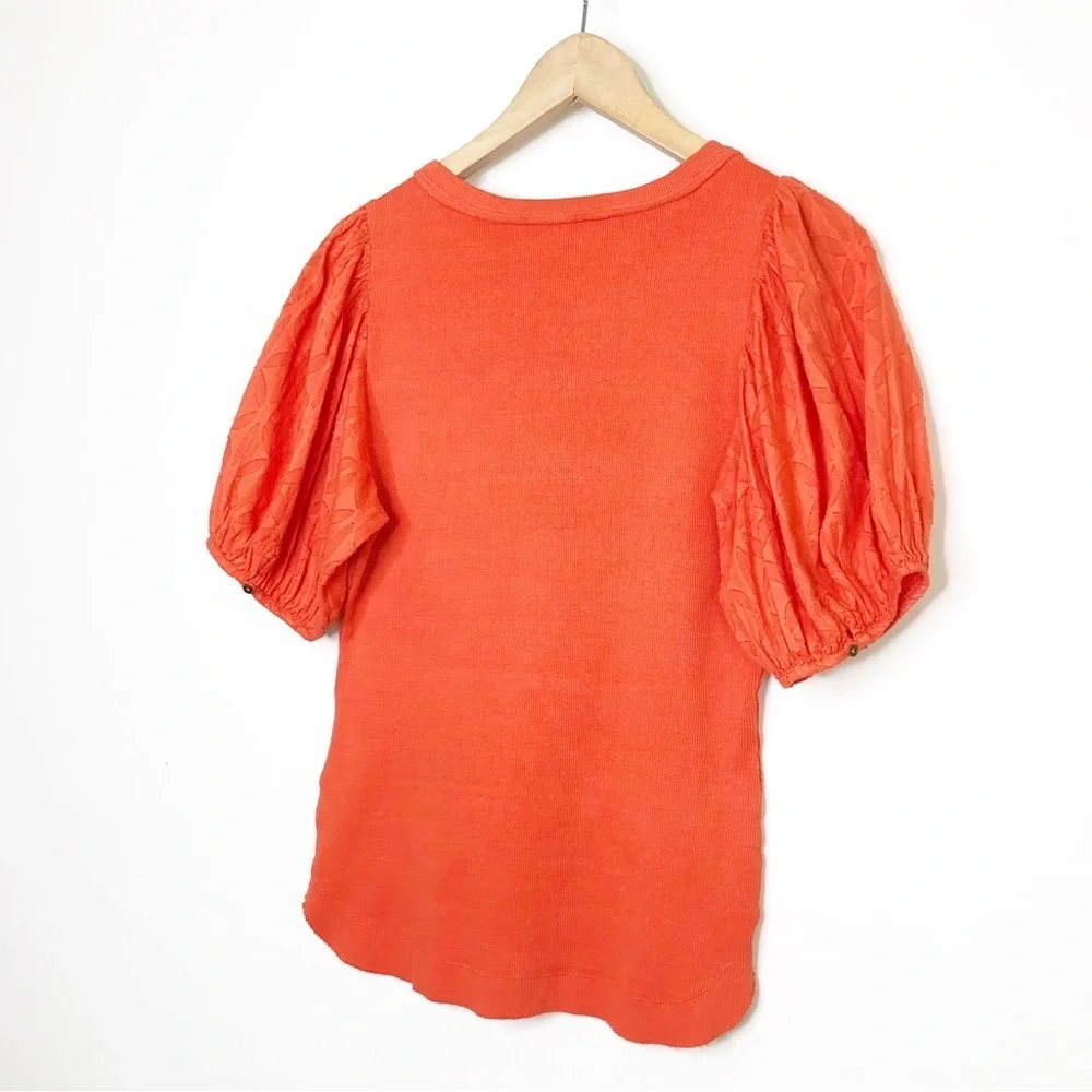 Anthropologie Pilcro Bella Henley Orange top - Picture 4 of 14